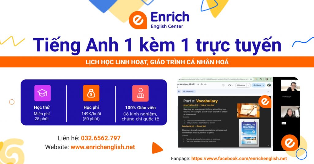 Enrich English Hoc tieng Anh 1 kem 1 truc tuyen